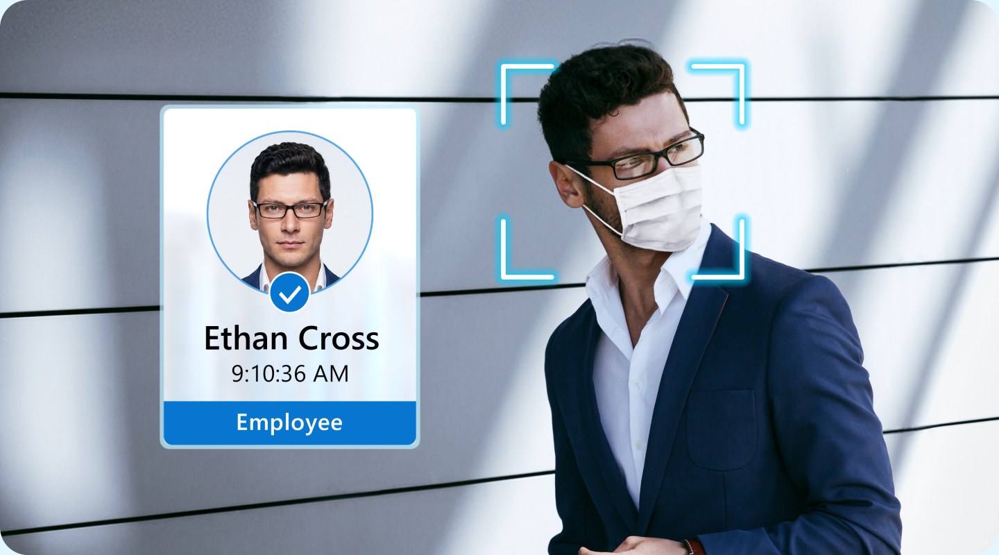 Man wearing a face mask being accurately identified by facial recognition