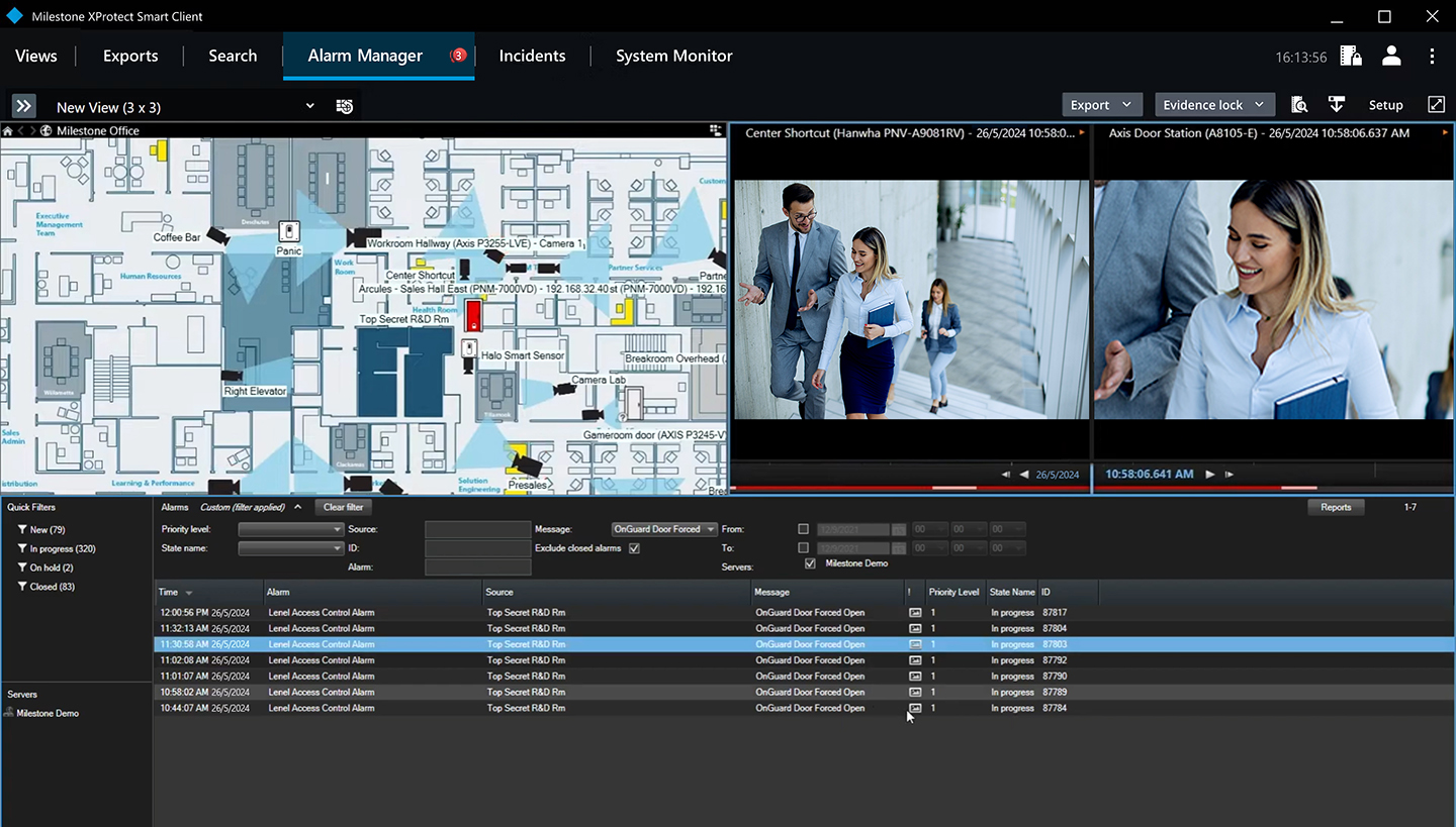 Combine XProtect's eMap with FaceMe<sup>®</sup> Security to view a person's footsteps for accurate person tracking