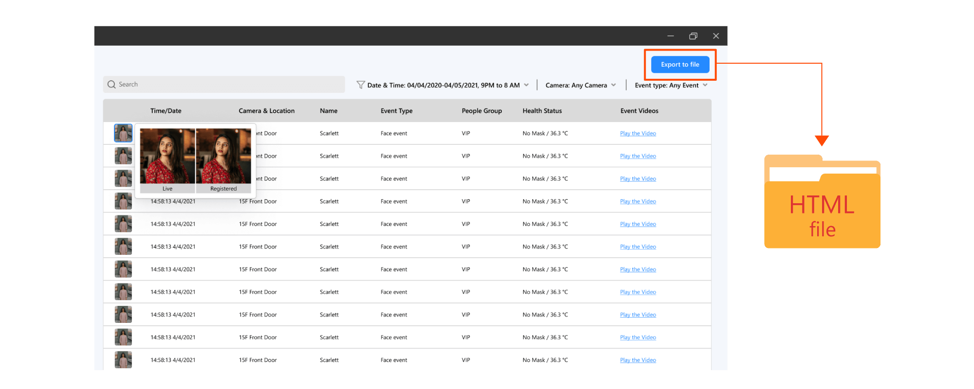 Export image reports in HTML format for easy and efficient backup 